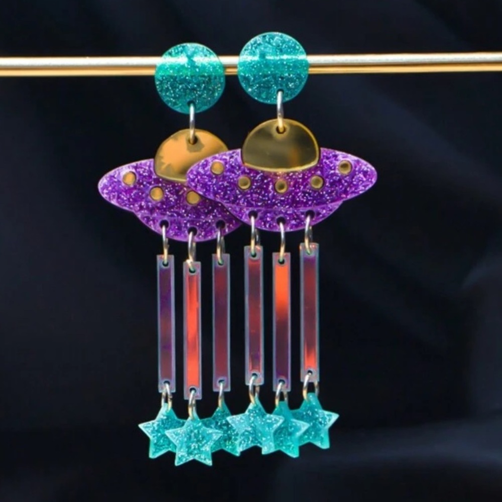 Spaceship Acrylic Earrings